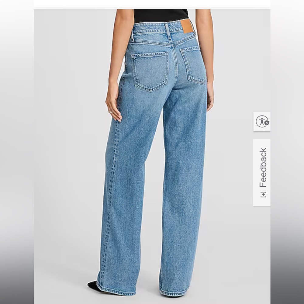 Express High Waisted Medium Wash Relaxed Straight Jeans